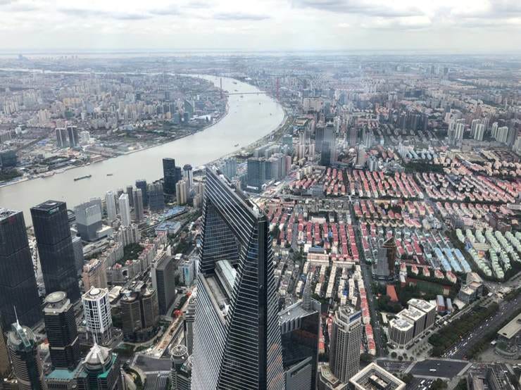 Shanghai Tower op 632 meter hoogte