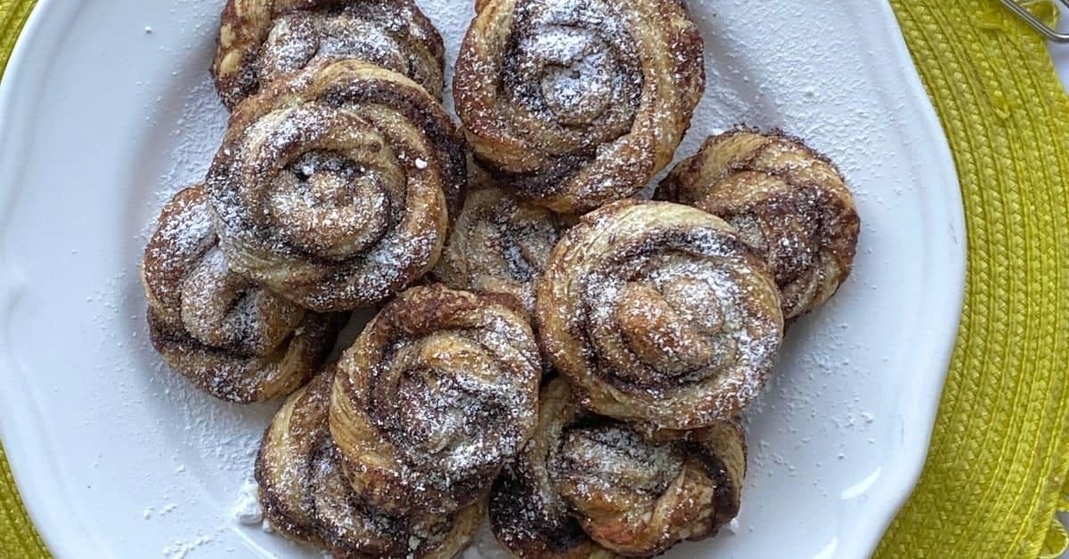 Cinnamon Swirls on a white plate.