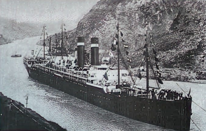 Black and white photo of a ship