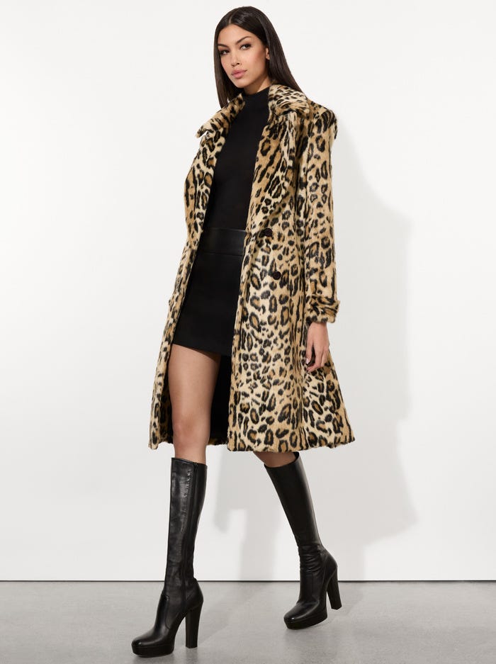 NICHOLAS FAUX FUR COAT - CAMEL/BLACK JAGUAR image 1 - Alice And Olivia