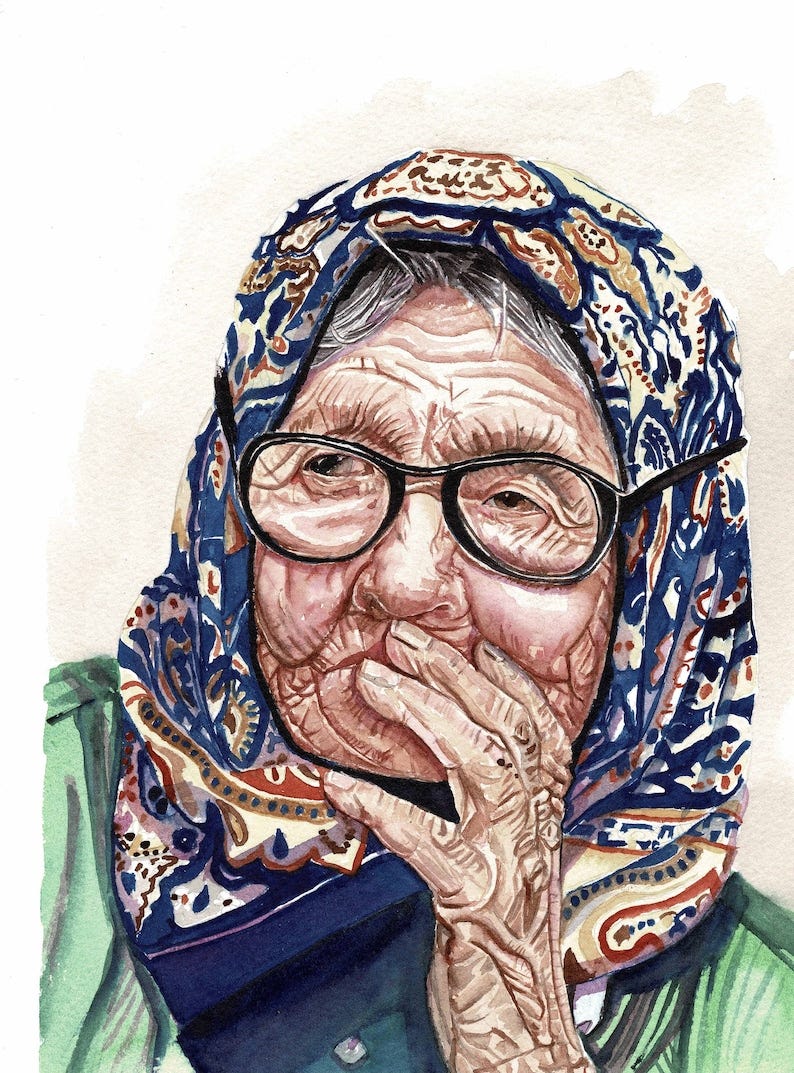 Anciana con pañuelo imagem 1