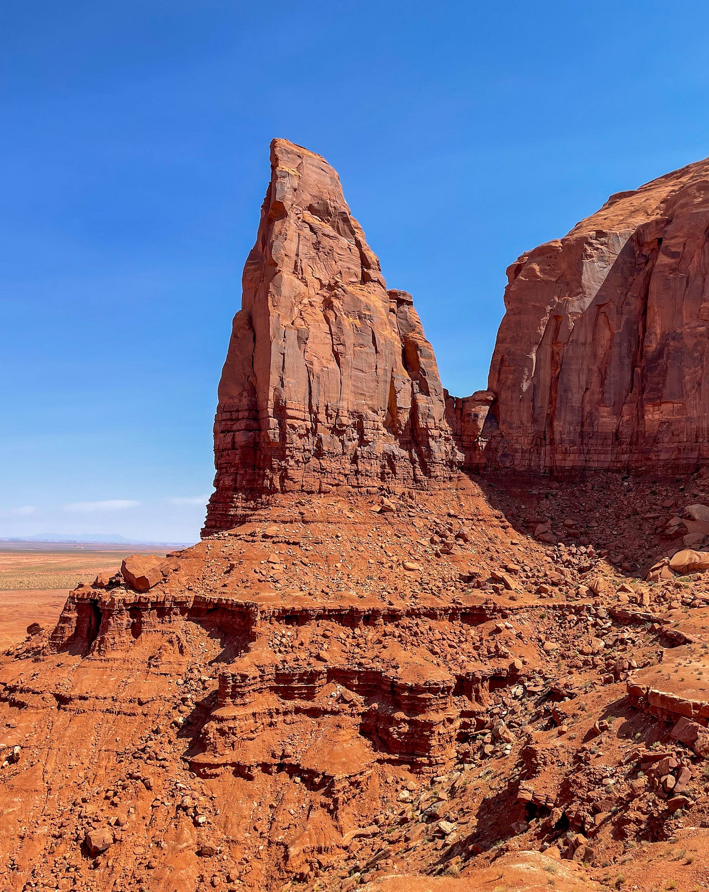 A closer view of rock formations in Monument Valley