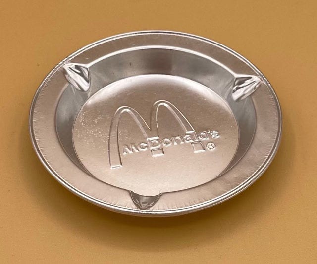 A McDonalds disposable ashtray