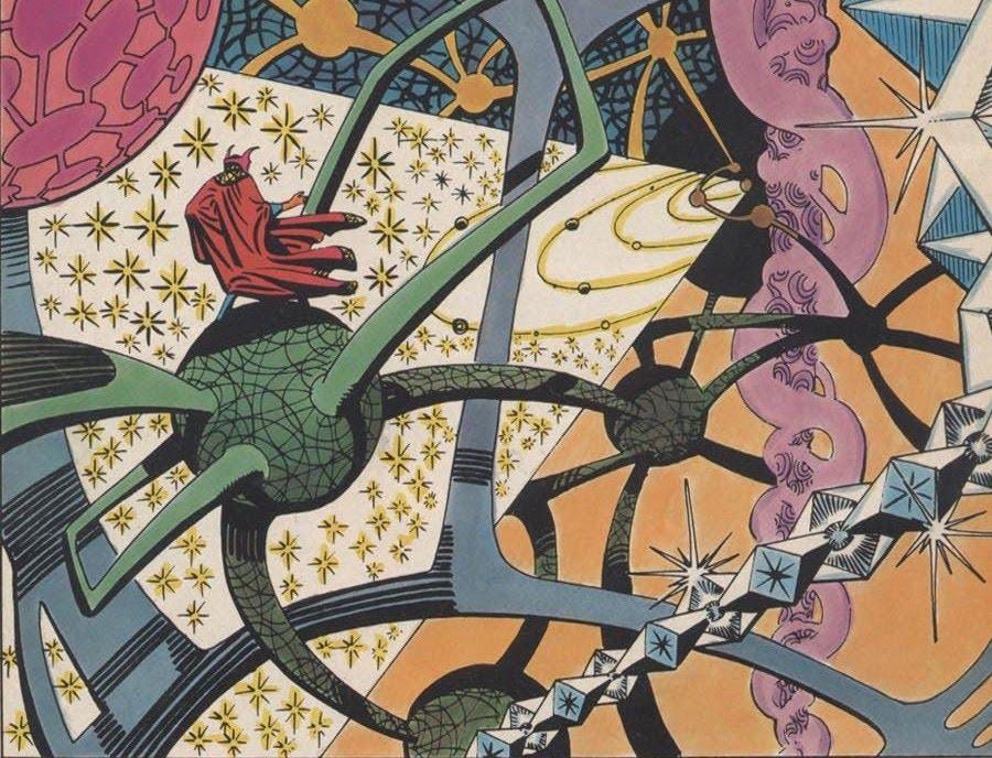 Doctor Strange panel art by Steve Ditko.
