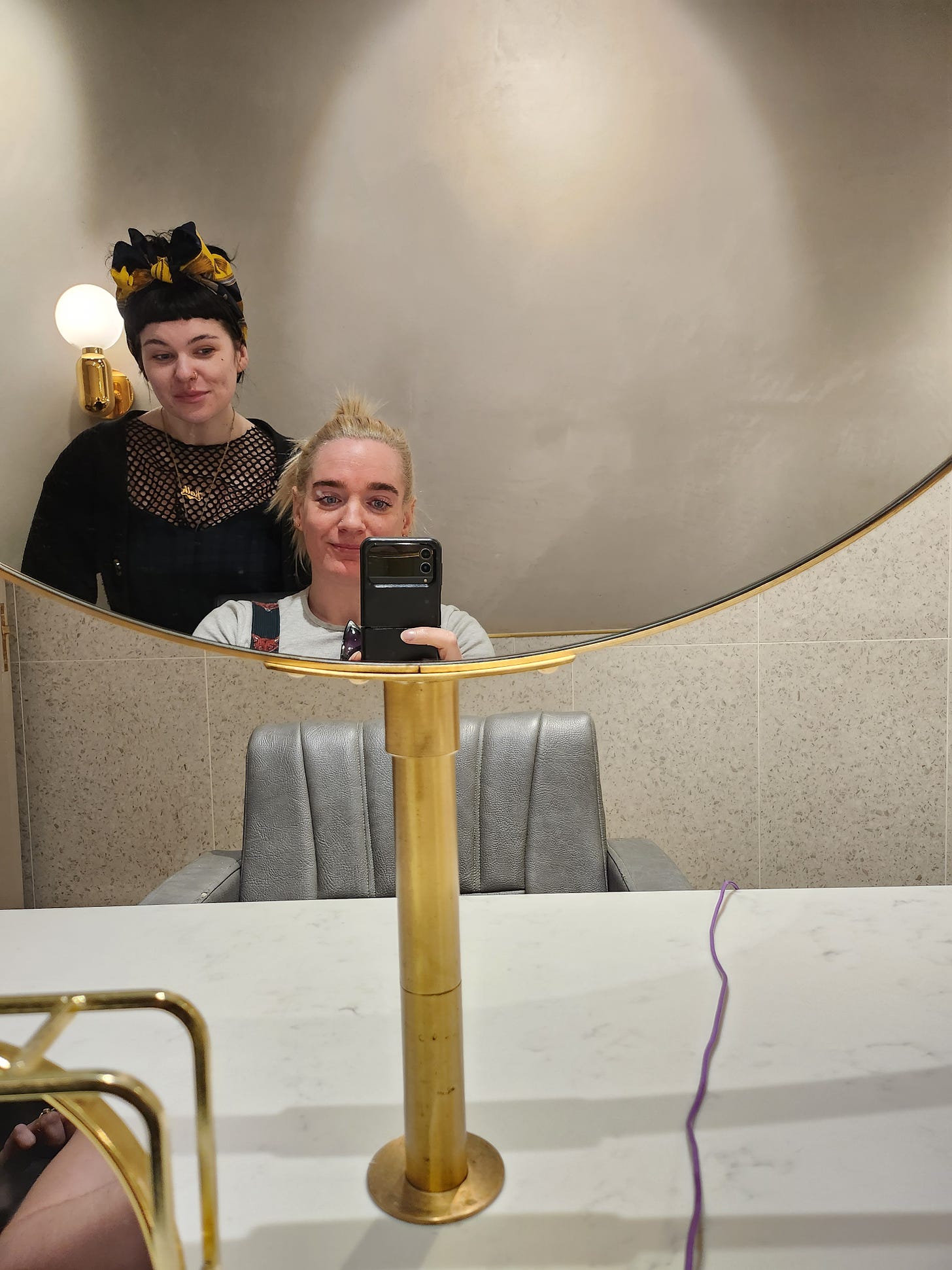 A mirror selfie with Kath. My brows freshly threaded, tinted and shaped. 
