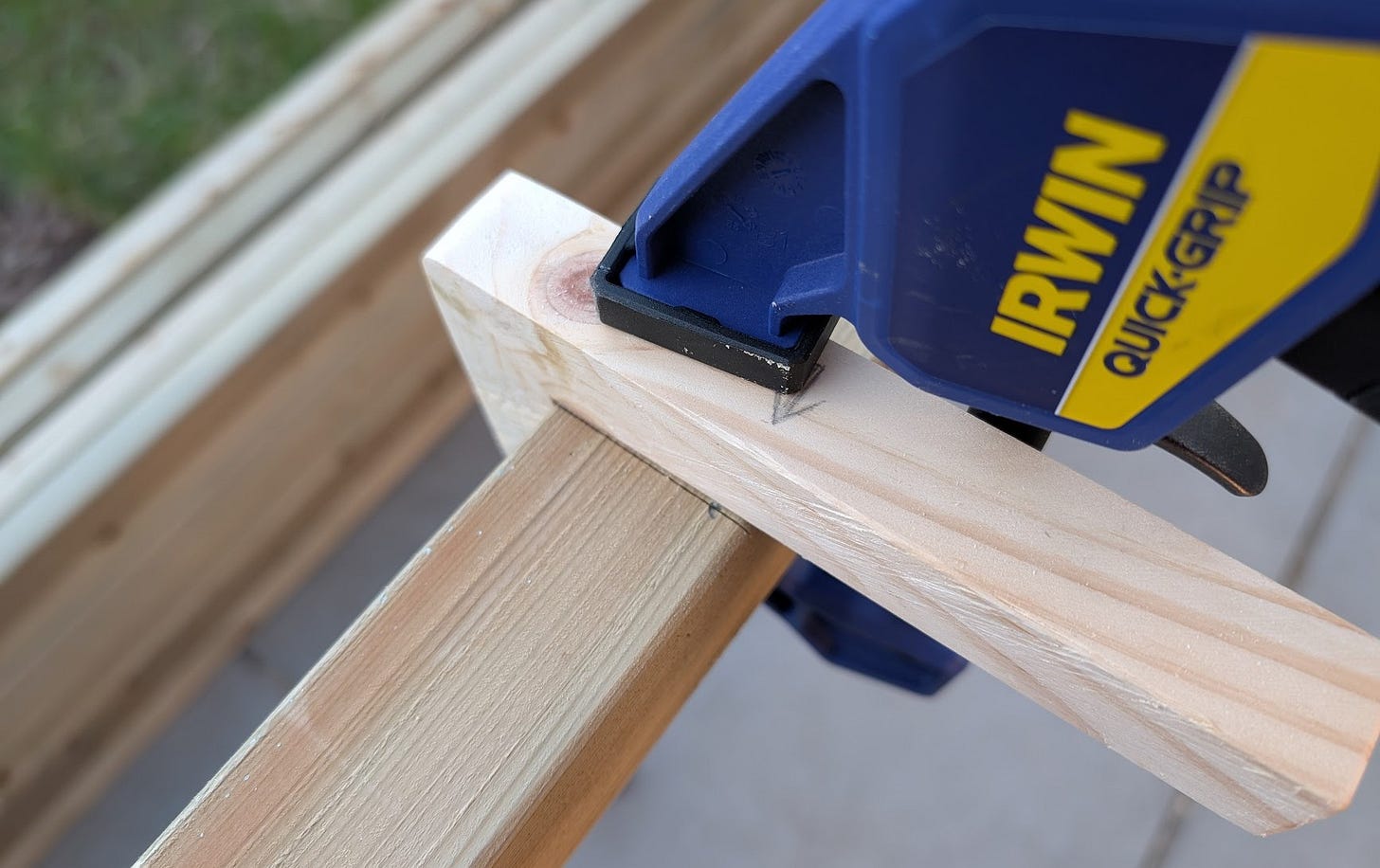 A sawing jig clamped into position as close to the cutting line as possible. 