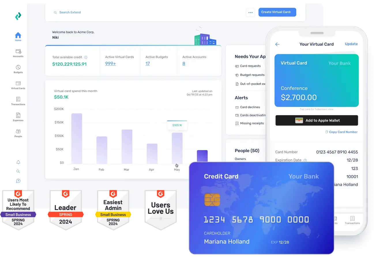 Virtual credit cards & spend management for businesses | Extend