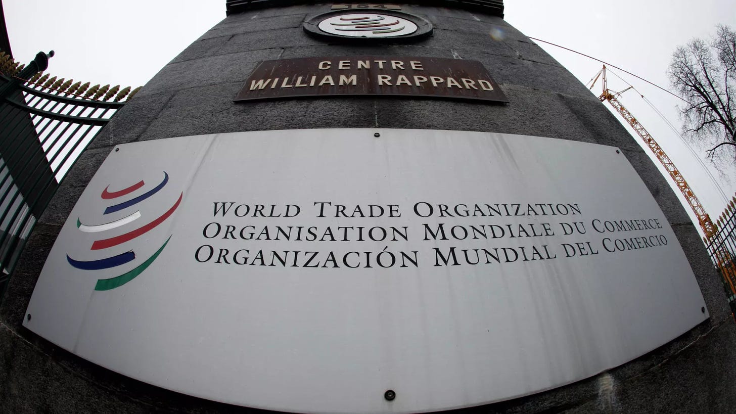 World Trade Organization (WTO) logo at the entrance of the WTO headquarters in Geneva - Sputnik International, 1920, 01.01.2025