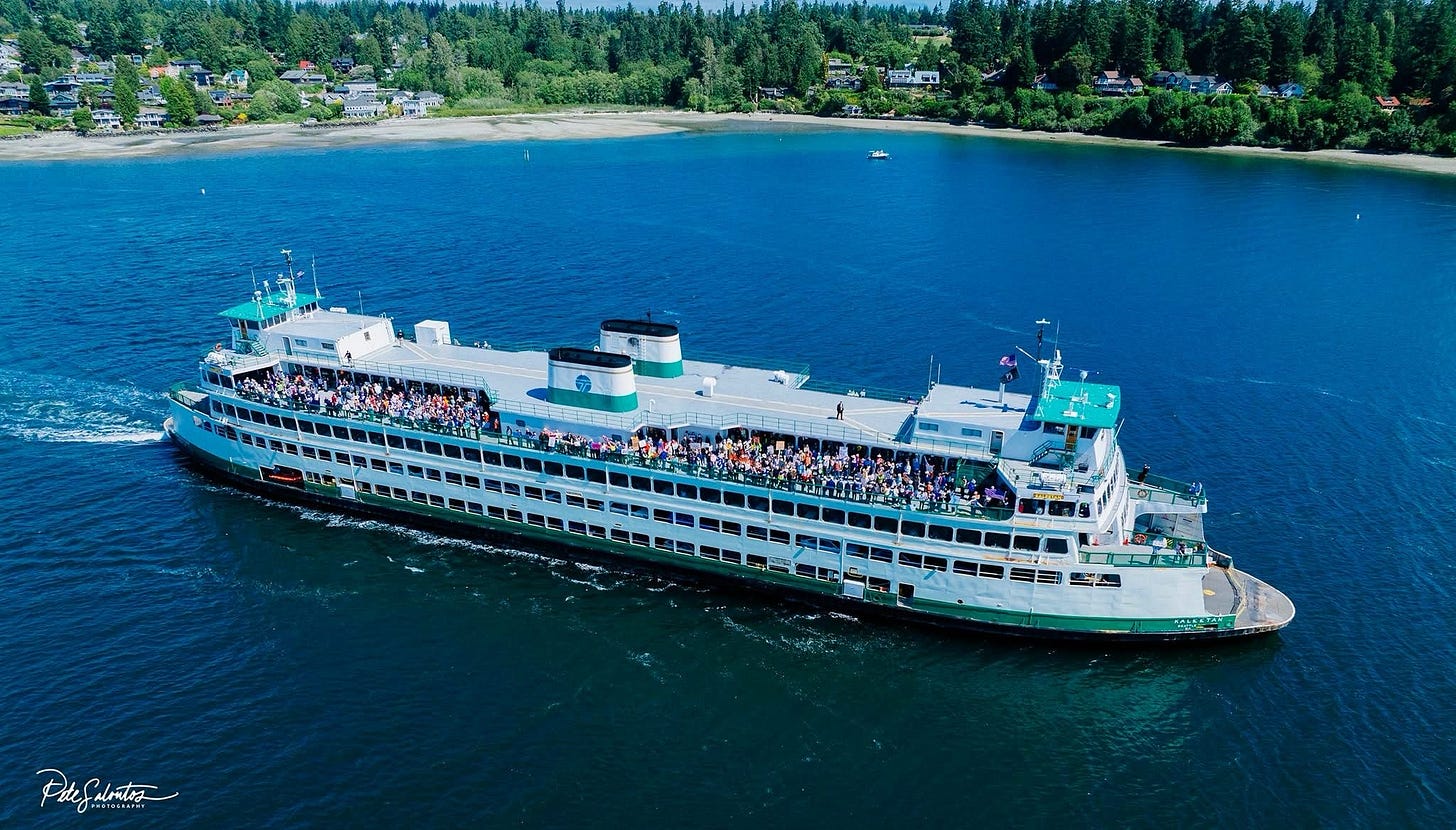 Photo of Indivisible Bainbridge on the Ferry to Seattle