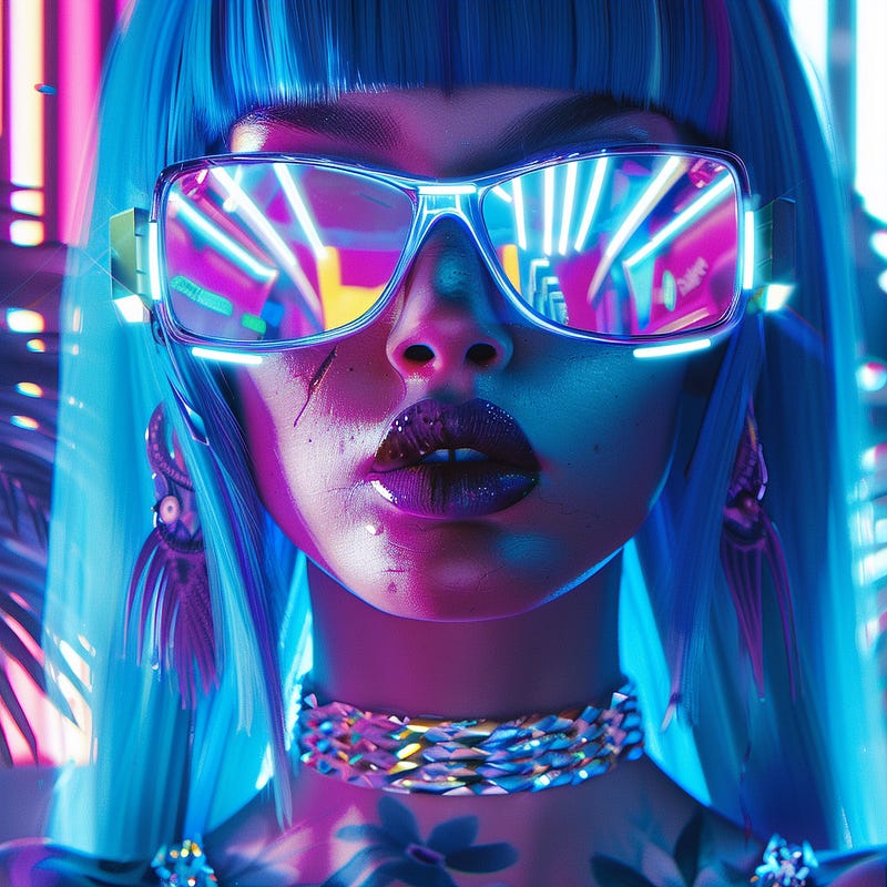 Popular female singer with vibrant blue hair