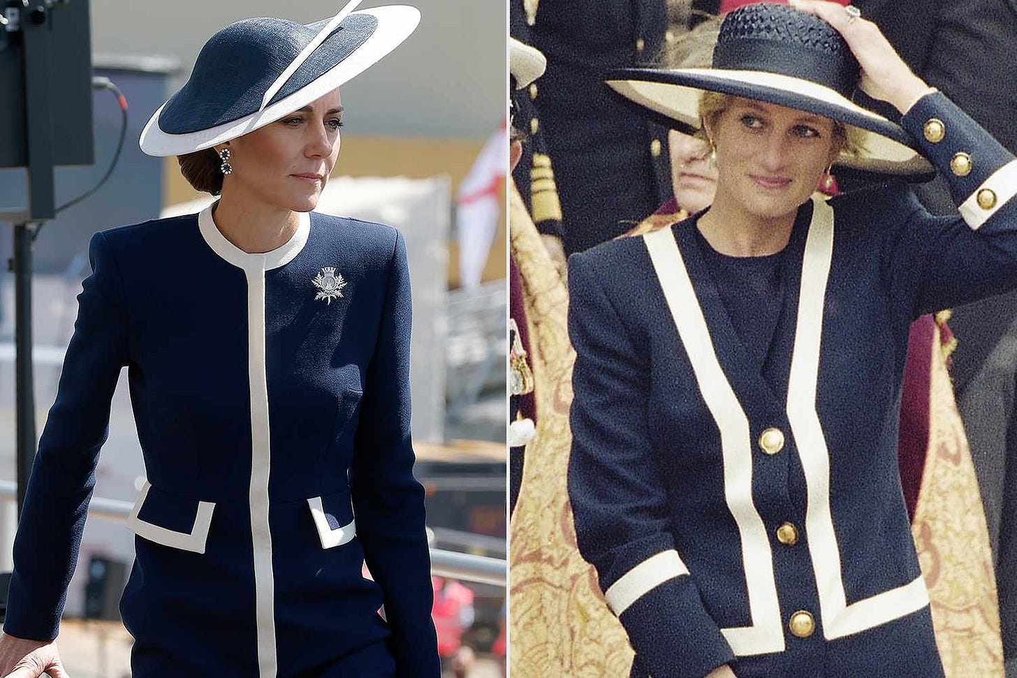 Kate Middleton Channeled Princess Diana in Nautical Outfit with Diana's  Earrings