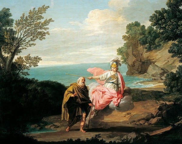 Ulysses transformed by Athena into beggar, 1775, by Giuseppe Bottani