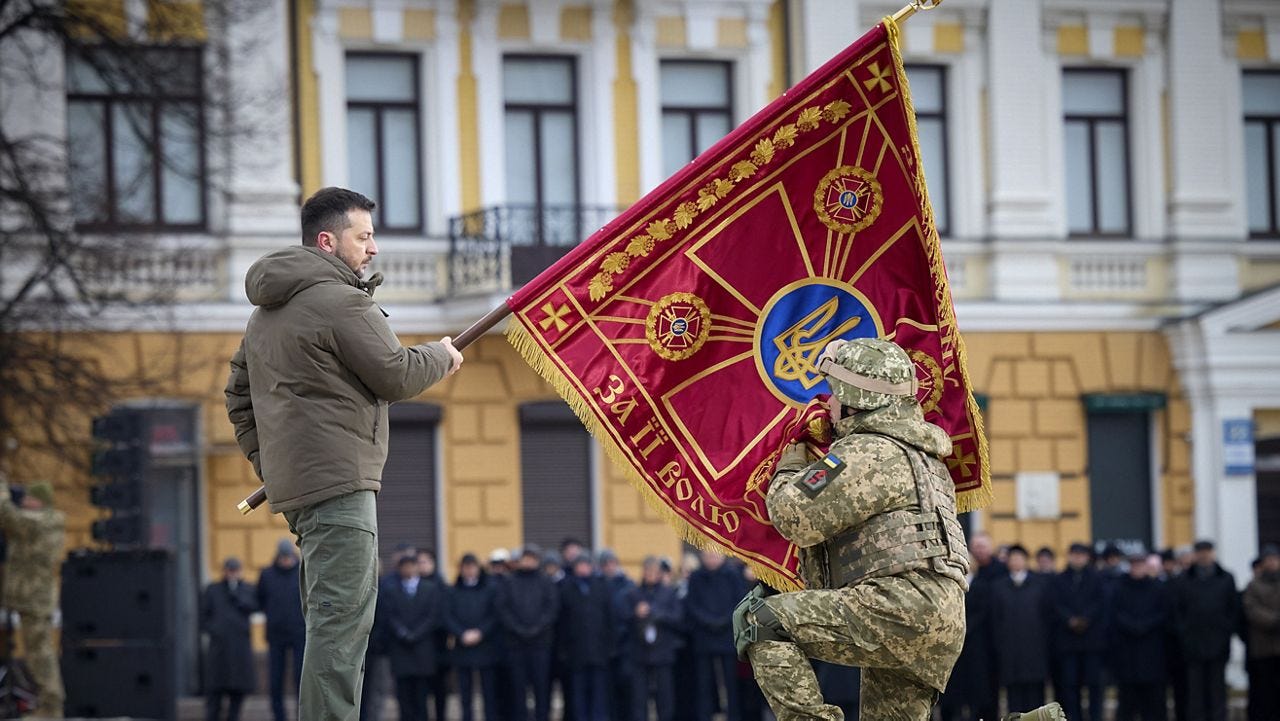 Ukraine leader pledges push for victory on war anniversary