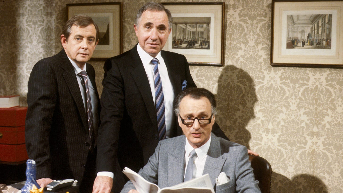 Wednesday Morning Sitcom Time: Yes Minister – s03 e05-07: The Bed of  Nails/The Whisky Priest/The Middle-Class Rip-Off – Martin Crookall – Author  For Sale