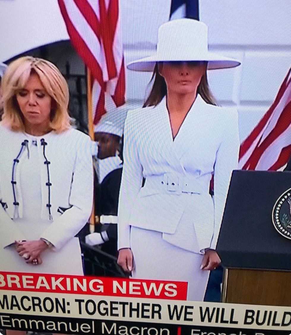 Melania in a white hat