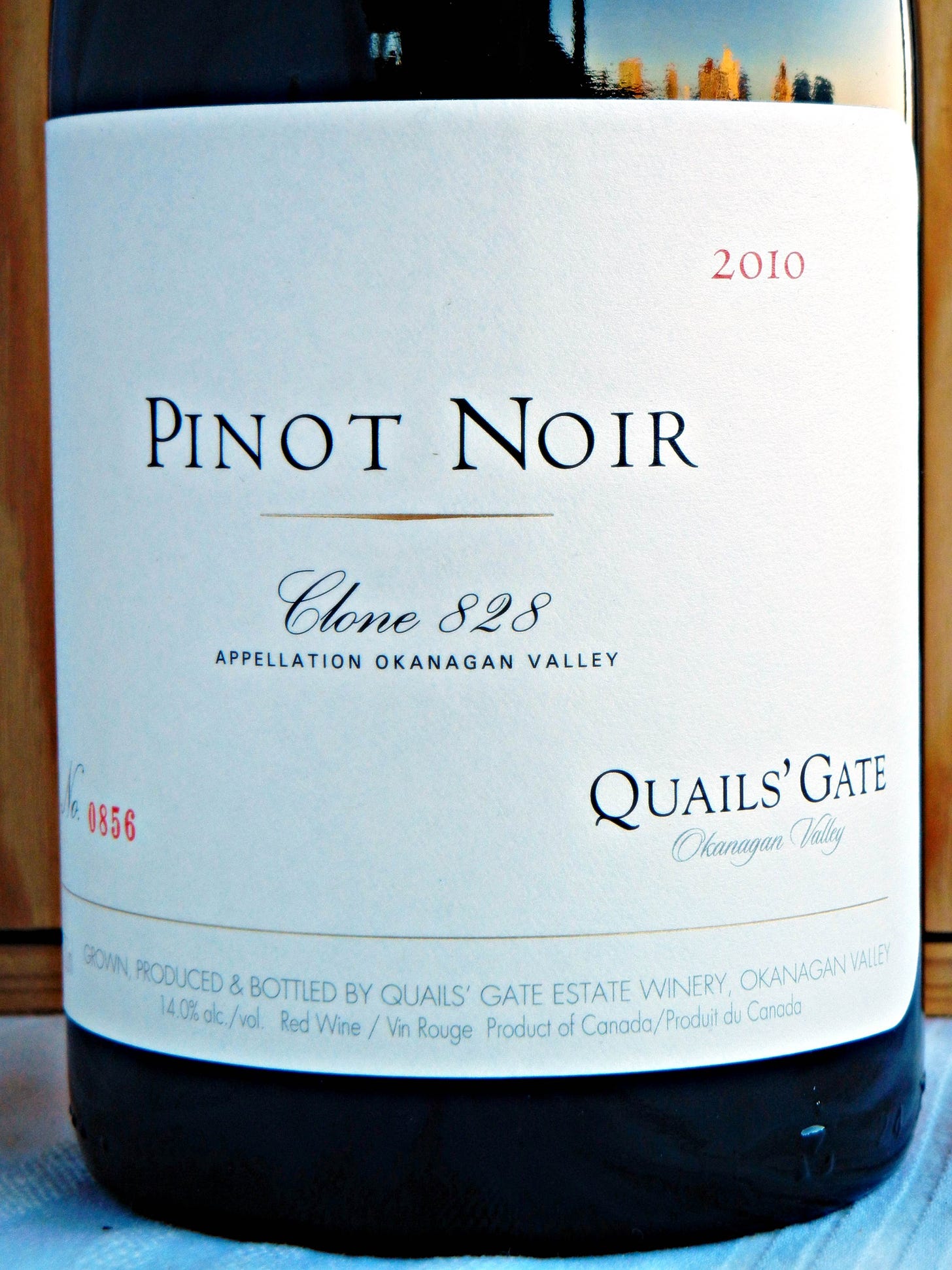 Quails' Gate Clone 828 Pinot Noir 2010 Label - BC Pinot Noir Tasting Review 10