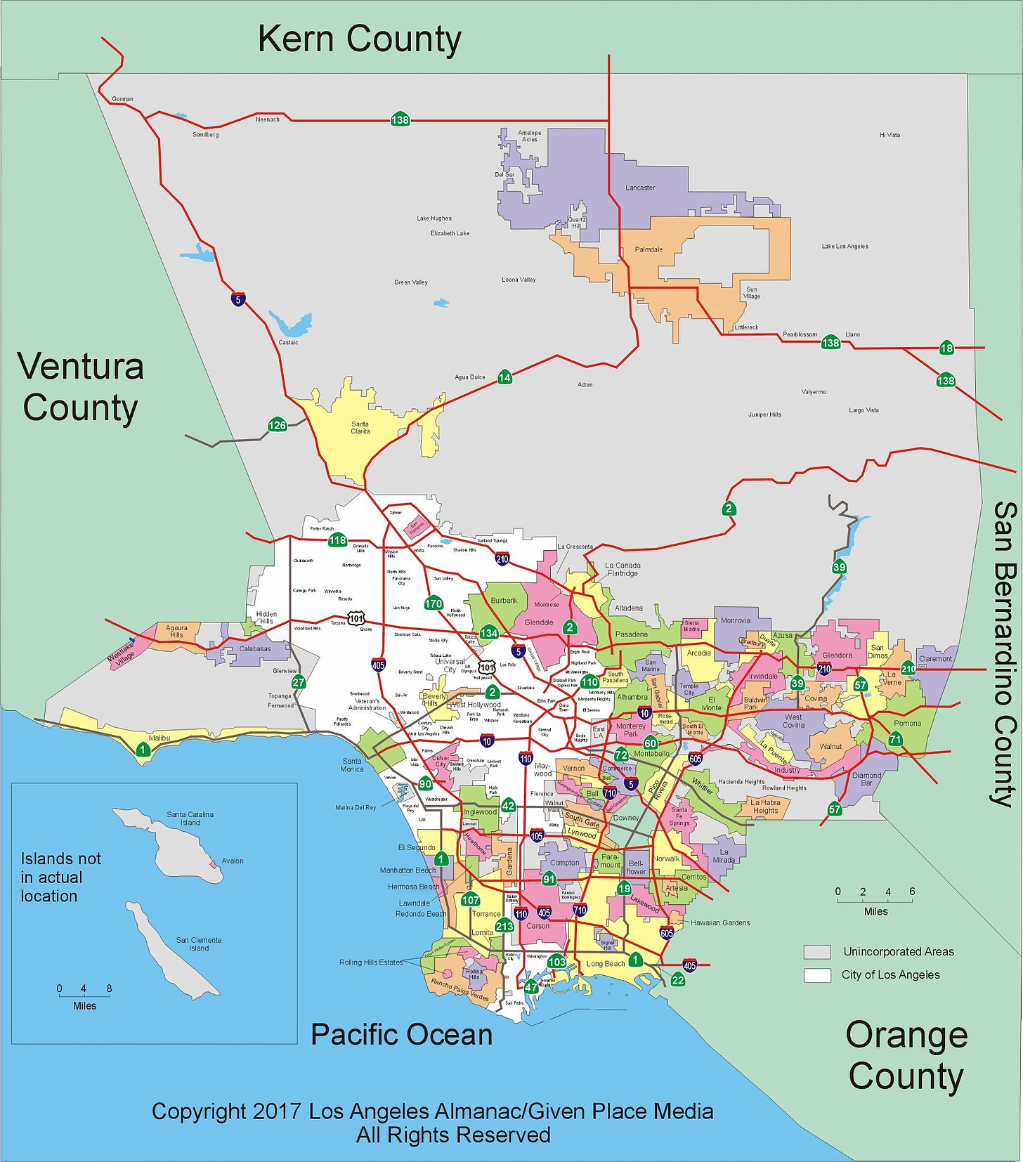 Los Angeles County city and community boundaries (Anyone know where to find  something similar for all of California?) : r/MapPorn