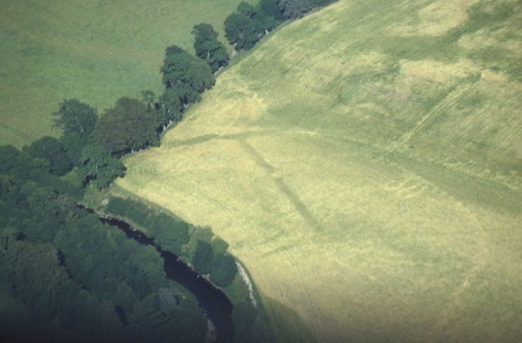 Rectangular cropmark by the River Nairn at Easter Galcantray