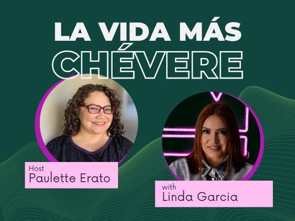 Promo for La Vida Más Chévere featuring host Paulette Erato and guest Linda Garcia