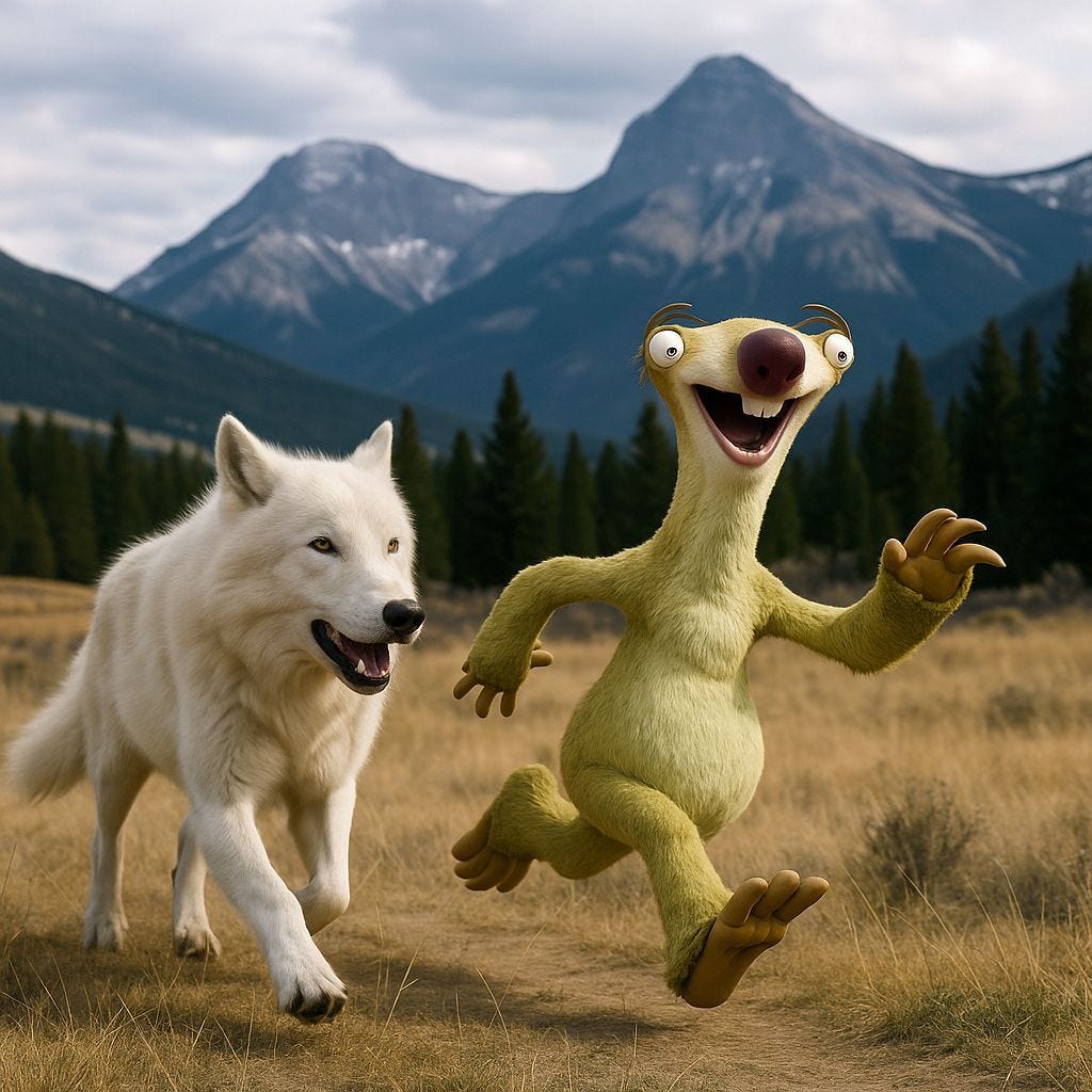 Dire Wolf with Sid the Sloth
