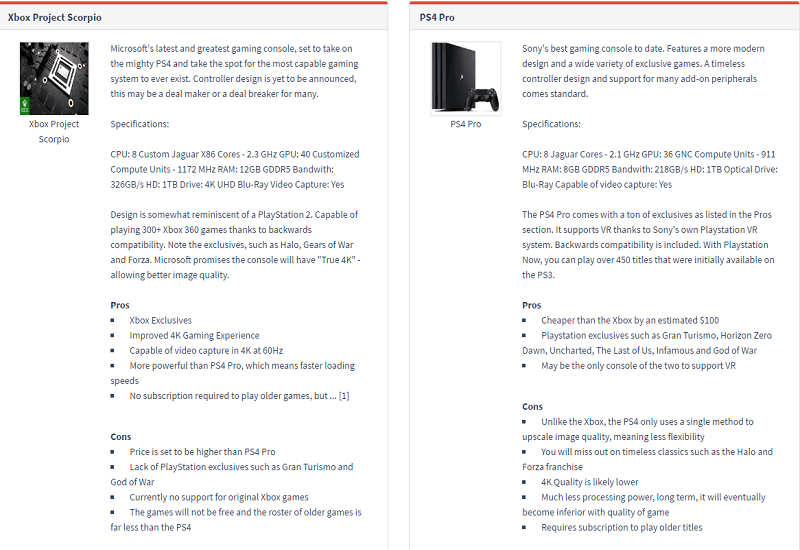 xbox one x vs ps4 pro consoles