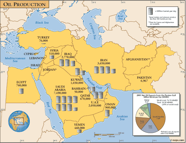 Map of oil production in the Middle East : r/MapPorn