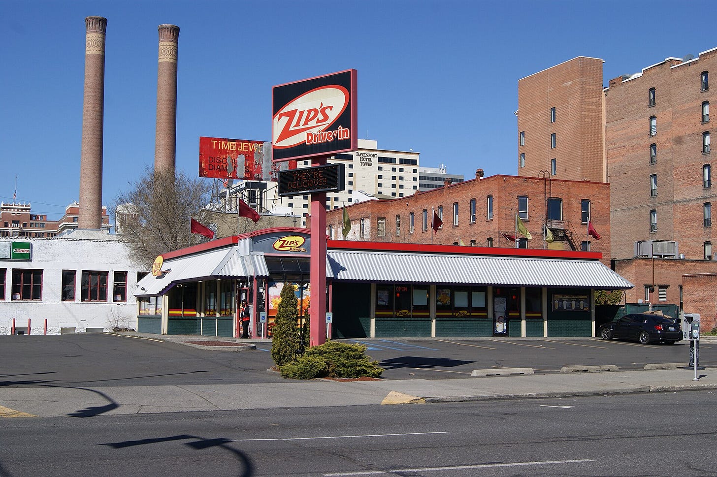 A weather worn Zip's location.