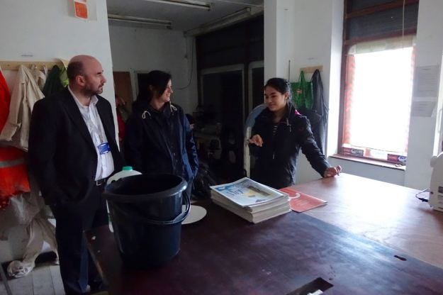 Over in the Granby Workshop Sufea Mohamad Noor talks a couple of our many visitors through what they're about.