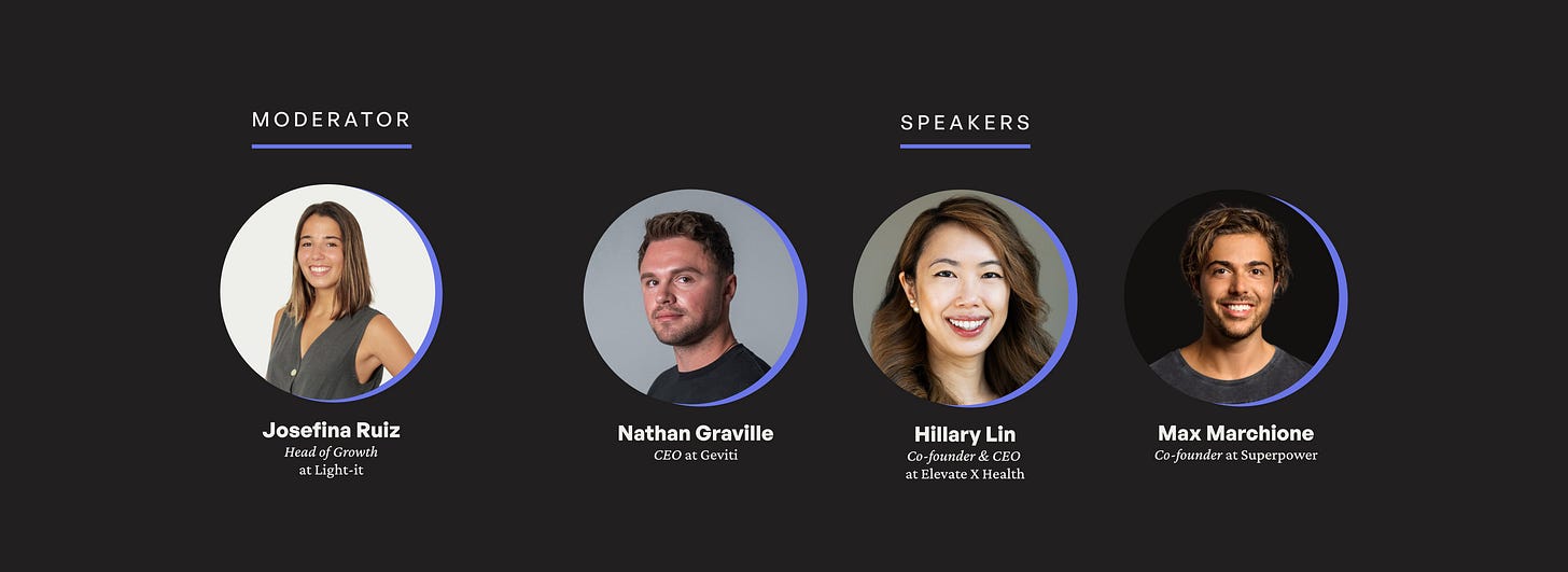Banner with the  event's speakers and moderators