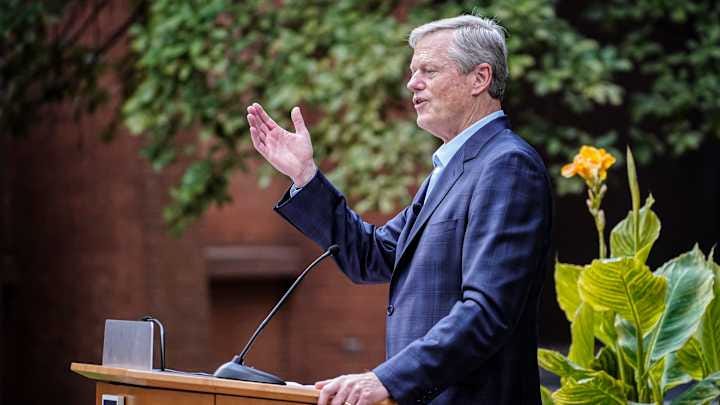 President of the NCAA, Charlie Baker speaks during a press conference celebrating the 25 year anniversary of the NCAA moving its national office to Indianapolis on Tuesday, Aug. 13, 2024, at the NCAA Headquarters in Indianapolis.