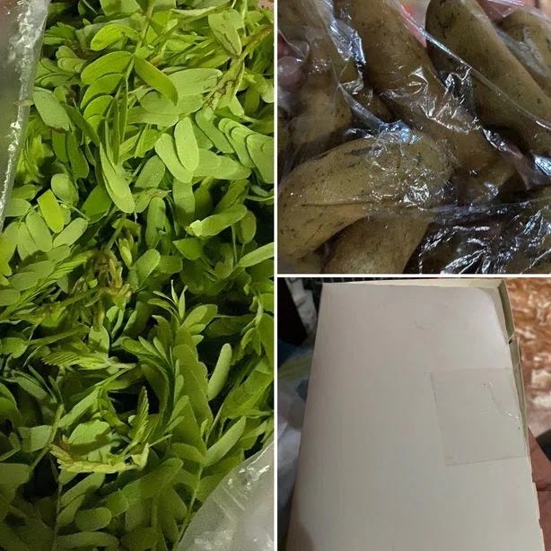 Young tamarind leaves (usbong ng sampalok), tamarind fruit, and burong isda sent by a close friend