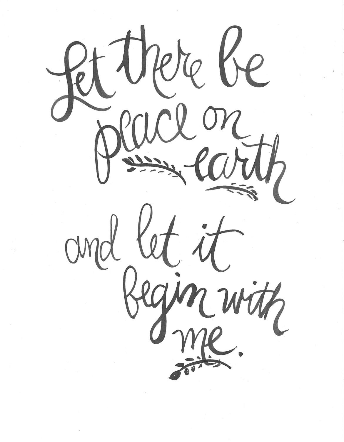 Let There Be Peace on Earth and Let It Begin With Me. Handlettered Print -  Etsy