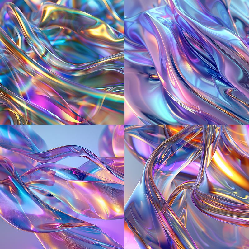 Abstract Iridescent holographic and glass 3D background