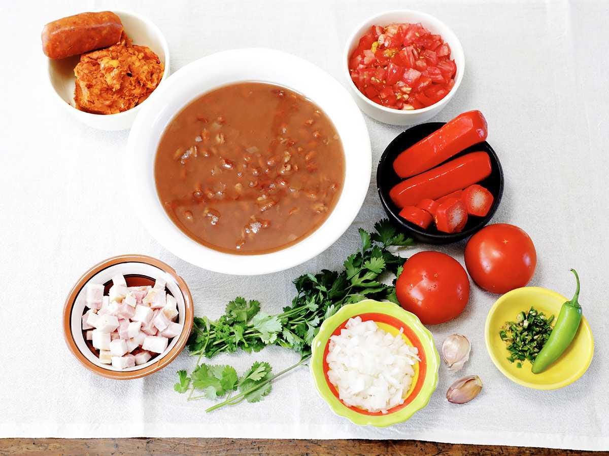 frijoles charros ingredients on table