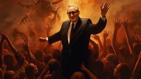 Henry Kissinger arriving in hell : r/midjourney