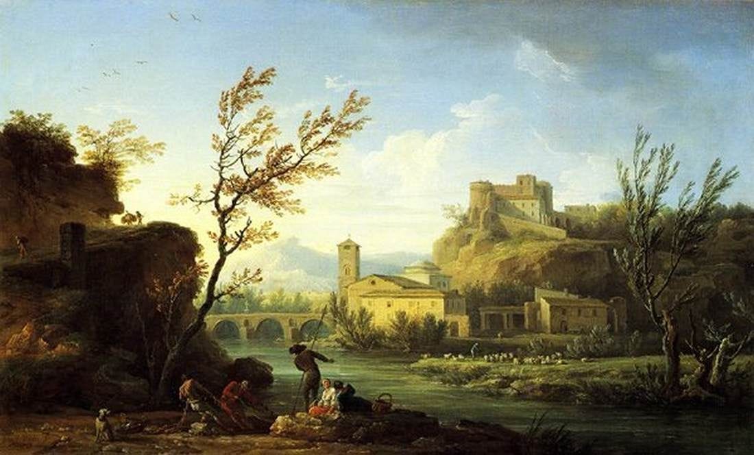 Claude-Joseph Vernet Italianate River Landscape 1753 Oil on canvas, 50 ...