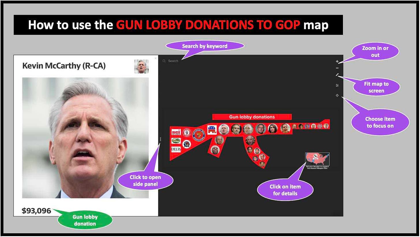 How to use the GUN LOBBY donations to the GOP map