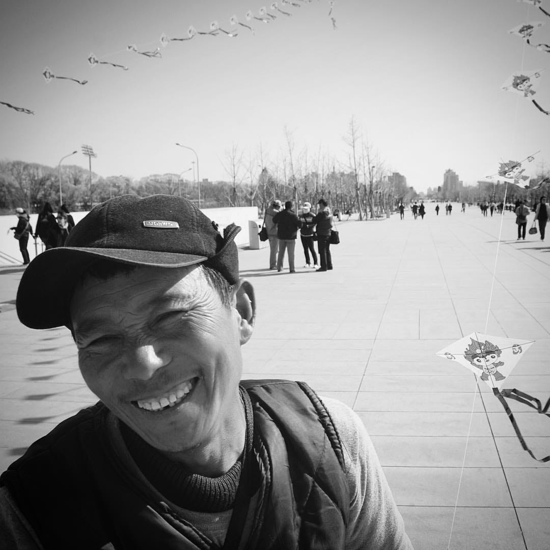 A Beijing kite seller at the Olympic Green.