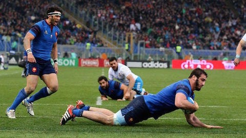 RBS 6 Nations Championship, Stadio Olimpico, Rome, Italy 15/3/2015 Italy vs France France's Yoann Maestri scores the first try of the game  Mandatory Credit ©INPHO/Ryan Byrne