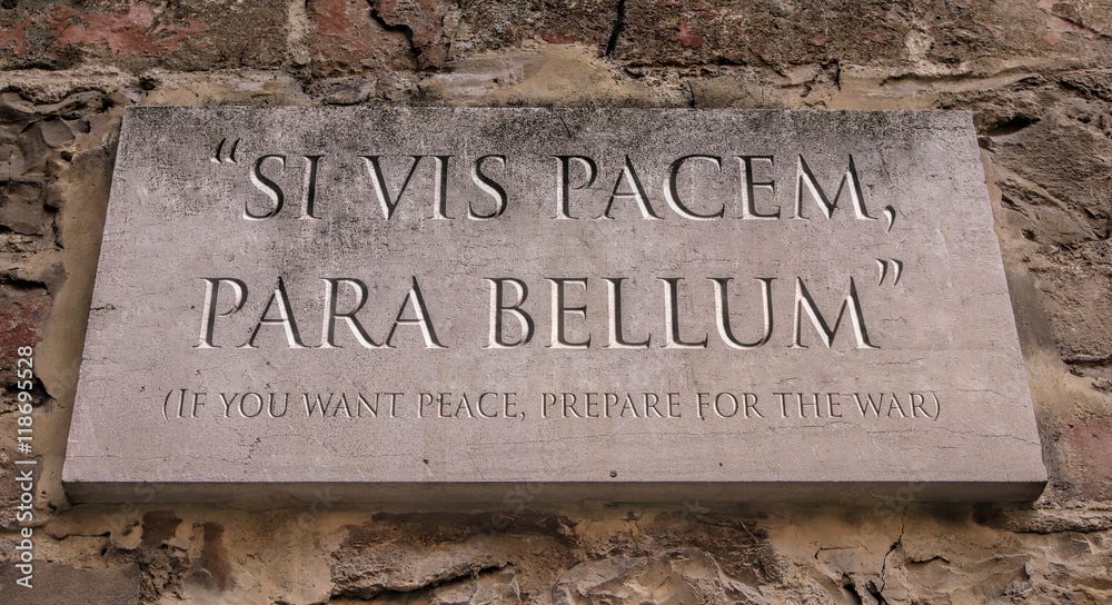 Si vis pacem, para bellum. Latin phrase meaning If you want peace, prepare  for the war. Engraved text. Stock Photo | Adobe Stock