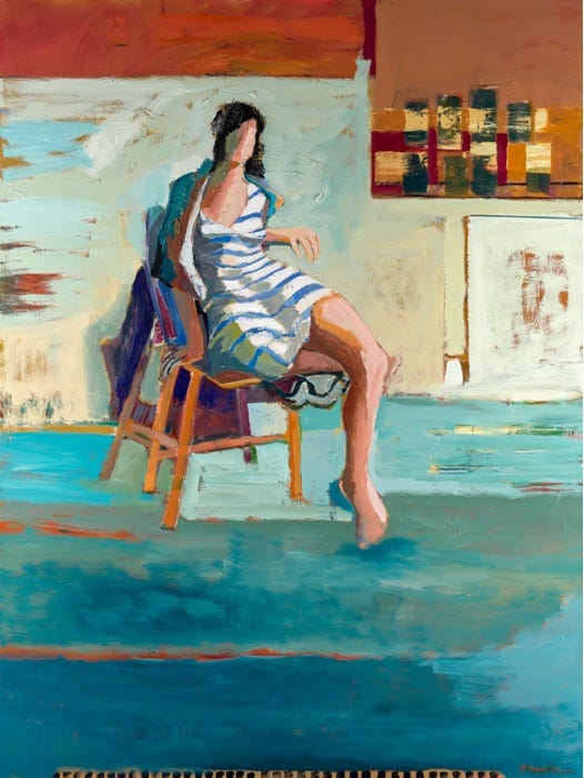 A painting of a person sitting in a chair

Description automatically generated