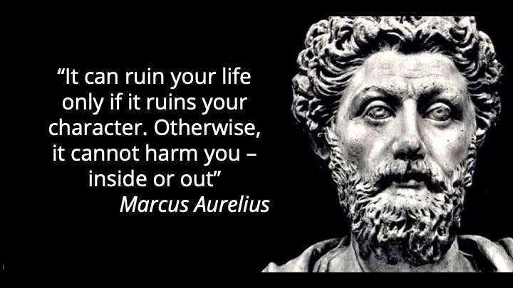 Marcus Aurelius quote "It can ruin your life only if it ruins your character. Otherwise, it cannot harm you - inside or out." Never let a good crisis go to waste: Part 2 - Who do you want to become? Crises as opportunities to (re)build our character.