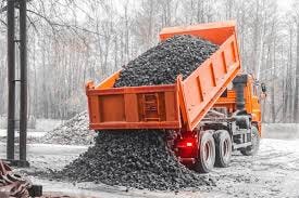 Dump Truck Unloading Big Rocks Royalty ...