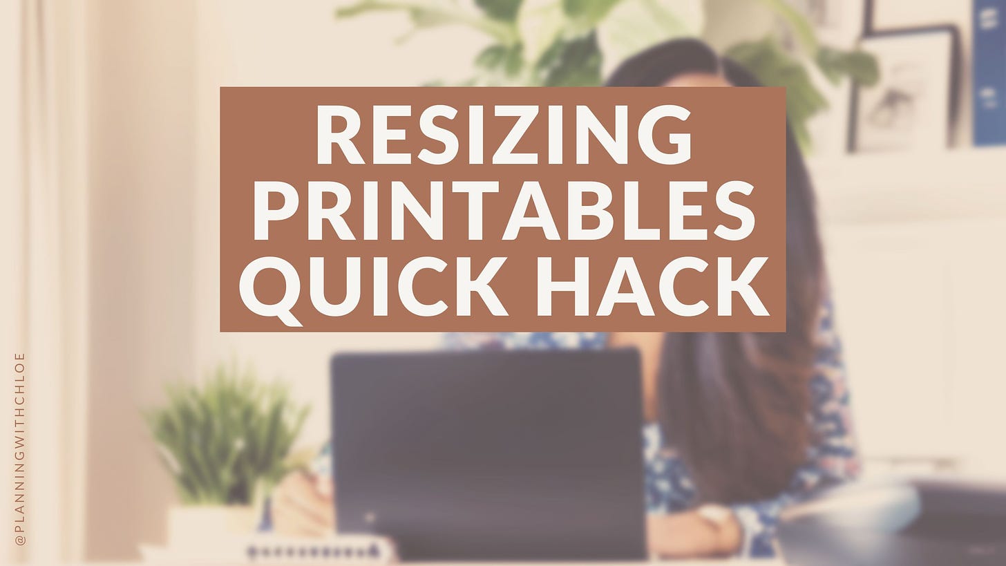 Resizing printables - quick hack