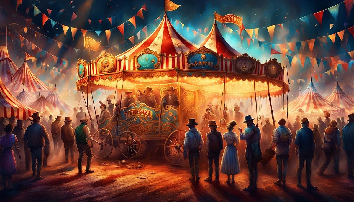 Fairground scene at night