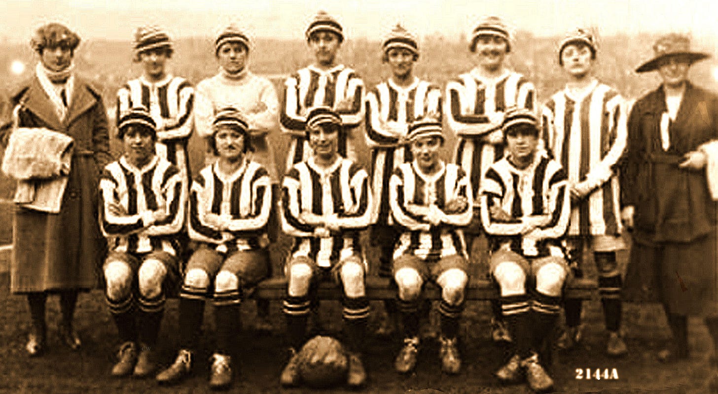WWI - MUNITIONS FACILITIES IN THE UK. The Dick Kerr women's munition workers football team