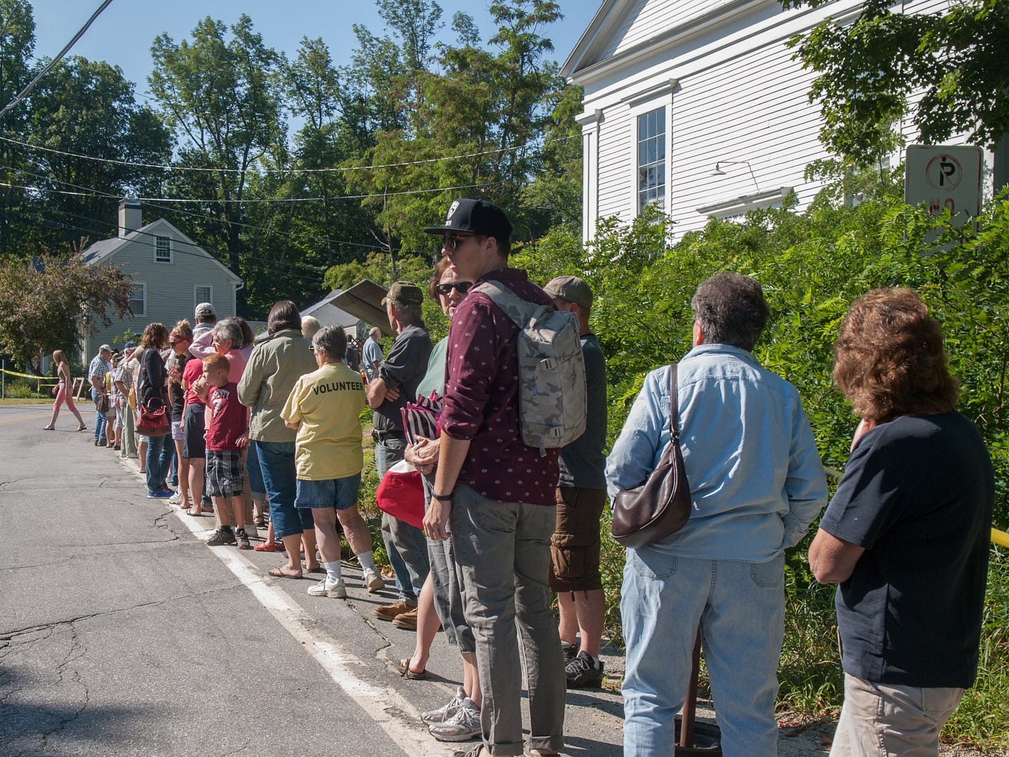 People in line for Rummage Sale