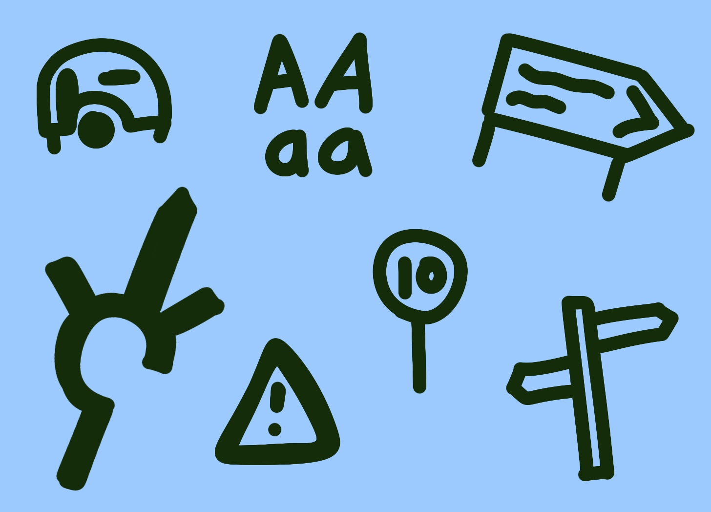 An illustration of the graphics elements on road signs
