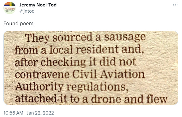 Passage from local newspaper about a sausage being attached to a drone