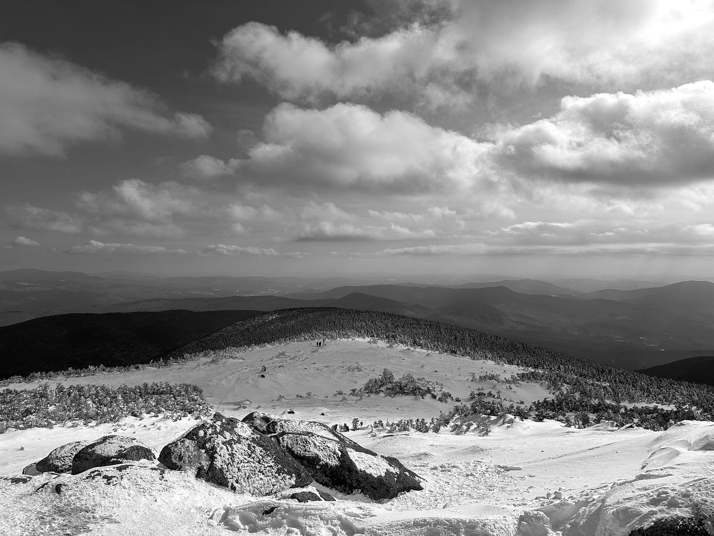 The top of a summit ridge of the Vermont mountains.